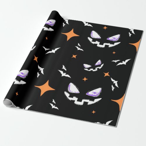 Scary Halloween Pumpkin Pattern Gift Wrapping Paper
