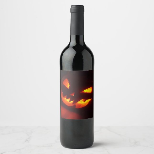 Scary Halloween Pumpkin Wine Label (Front)