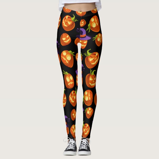 Scary Halloween Pumpkins Leggings (Front)
