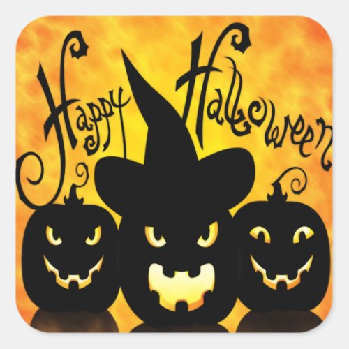 Scary Halloween Pumpkins Square Sticker