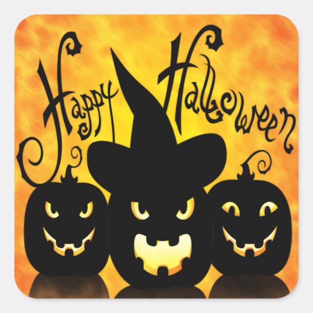 Scary Halloween Pumpkins Square Sticker (Front)