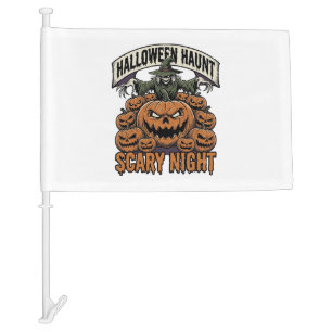 Scary Halloween Pumpkins Vintage Engraving Shirt A Car Flag