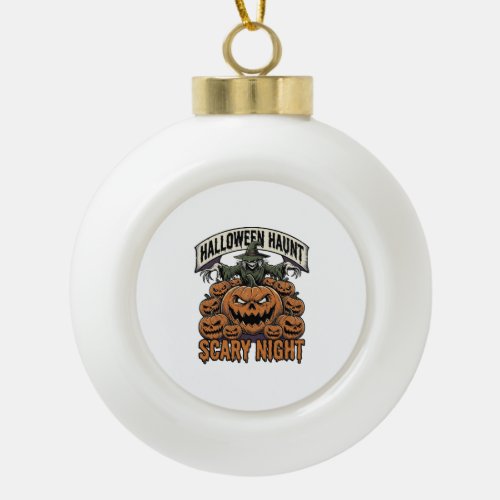 Scary Halloween Pumpkins Vintage Engraving Shirt A Ceramic Ball Christmas Ornament