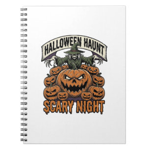 Scary Halloween Pumpkins Vintage Engraving Shirt A Notebook