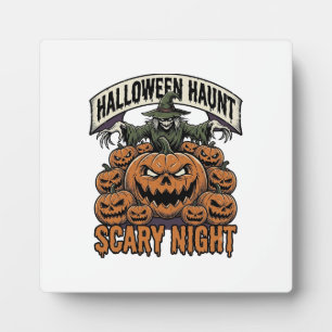 Scary Halloween Pumpkins Vintage Engraving Shirt A Plaque