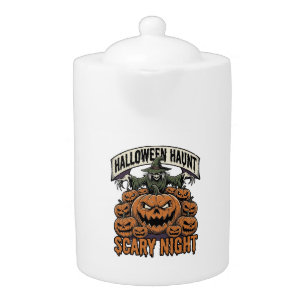 Scary Halloween Pumpkins Vintage Engraving Shirt A Teapot