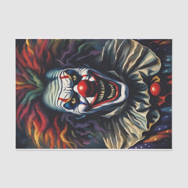 Scary Halloween Rainbow Clown Decoupage Paper  (Front)