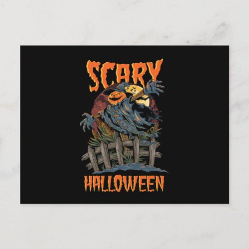 Scary Halloween Scarecrow Bats Pumpkin Horror Gift Postcard