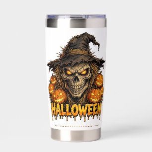 Scary Halloween Scarecrow Skull Insulated Tumbler