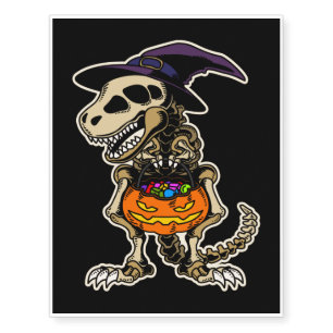 Scary Halloween Skeleton T-Rex Dino Witch Temporary Tattoos