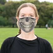 Scary Halloween Skull Adult Cloth Face Mask (Outside)