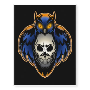 Scary Halloween Skull & Owl Trick or Treat Temporary Tattoos