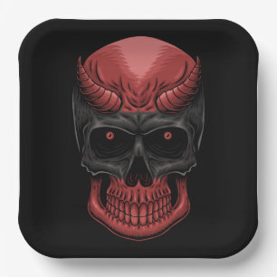 Scary Halloween Skull Paper Plates