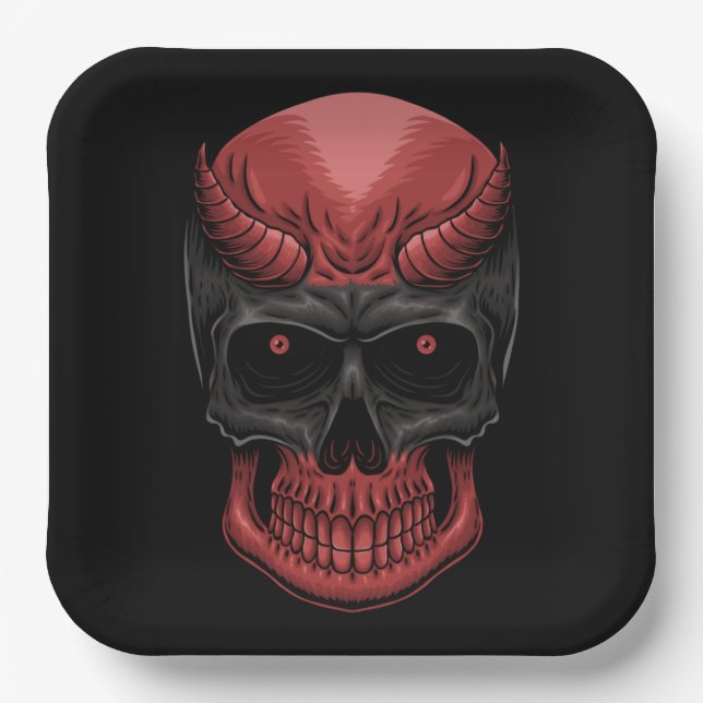 Scary Halloween Skull   Paper Plates (Front)