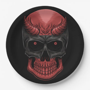 Scary Halloween Skull Paper Plates
