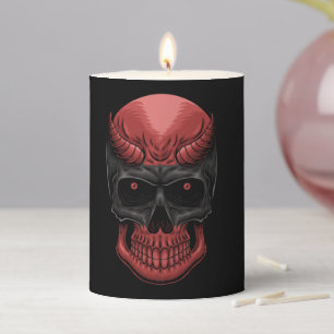 Scary Halloween Skull  Pillar Candle