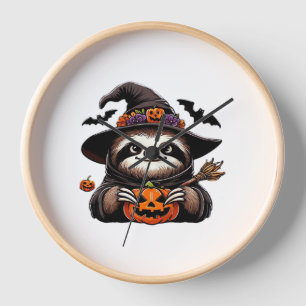Scary Halloween Sloth Witch Hat Costume Spooky Sea Clock