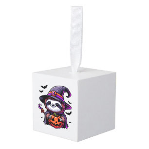 Scary Halloween Sloth Witch Hat Costume Spooky Sea Cube Ornament