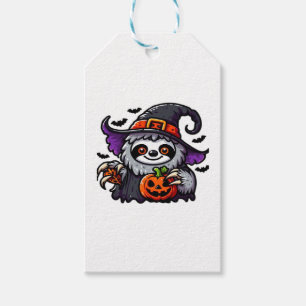 Scary Halloween Sloth Witch Hat Costume Spooky Sea Gift Tags