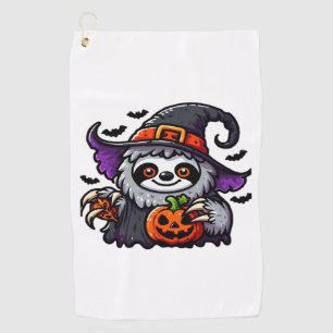 Scary Halloween Sloth Witch Hat Costume Spooky Sea Golf Towel