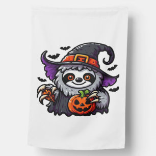 Scary Halloween Sloth Witch Hat Costume Spooky Sea House Flag