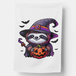 Scary Halloween Sloth Witch Hat Costume Spooky Sea House Flag