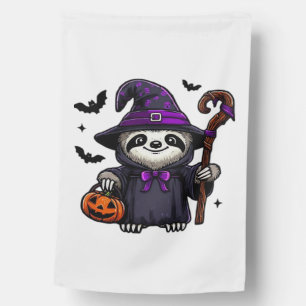 Scary Halloween Sloth Witch Hat Costume Spooky Sea House Flag