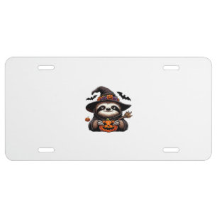 Scary Halloween Sloth Witch Hat Costume Spooky Sea License Plate