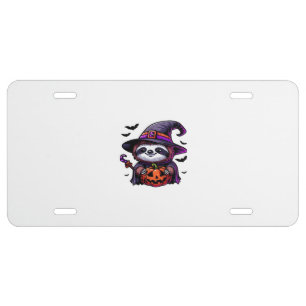 Scary Halloween Sloth Witch Hat Costume Spooky Sea License Plate