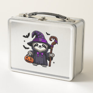 Scary Halloween Sloth Witch Hat Costume Spooky Sea Metal Lunch Box