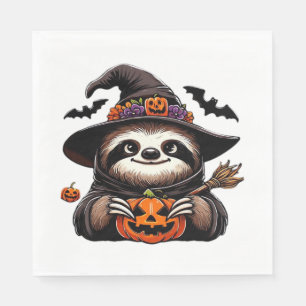 Scary Halloween Sloth Witch Hat Costume Spooky Sea Napkins
