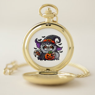 Scary Halloween Sloth Witch Hat Costume Spooky Sea Pocket Watch