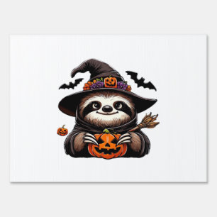 Scary Halloween Sloth Witch Hat Costume Spooky Sea Sign
