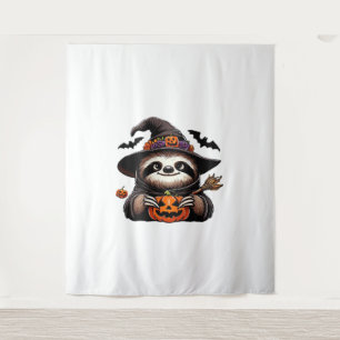 Scary Halloween Sloth Witch Hat Costume Spooky Sea Tapestry