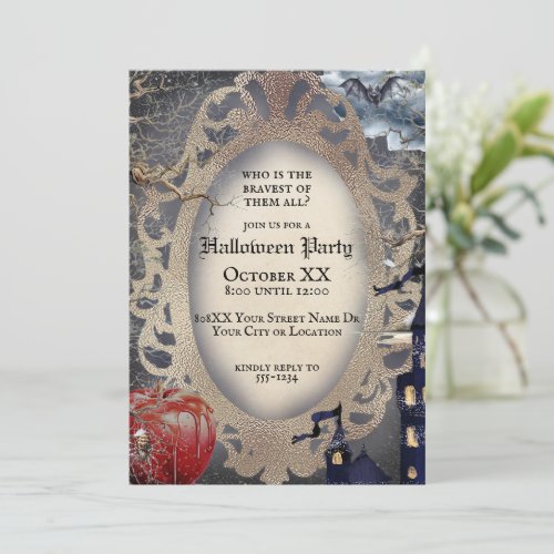 Scary Halloween Snow White Fairytale Theme Invitation