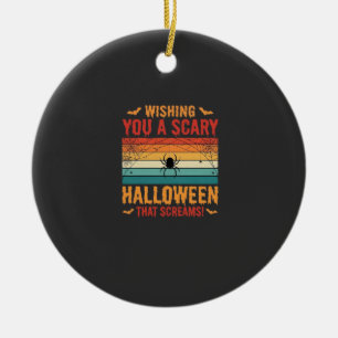 Scary Halloween Spider Web Sunset Design_1 Ceramic Ornament