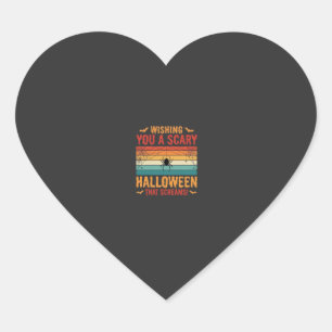Scary Halloween Spider Web Sunset Design_1 Heart Sticker