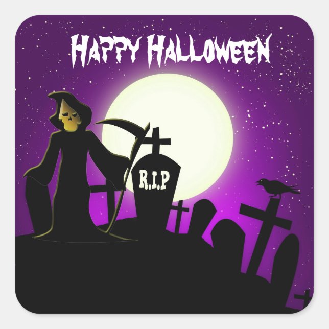 Scary Halloween Square Sticker (Front)