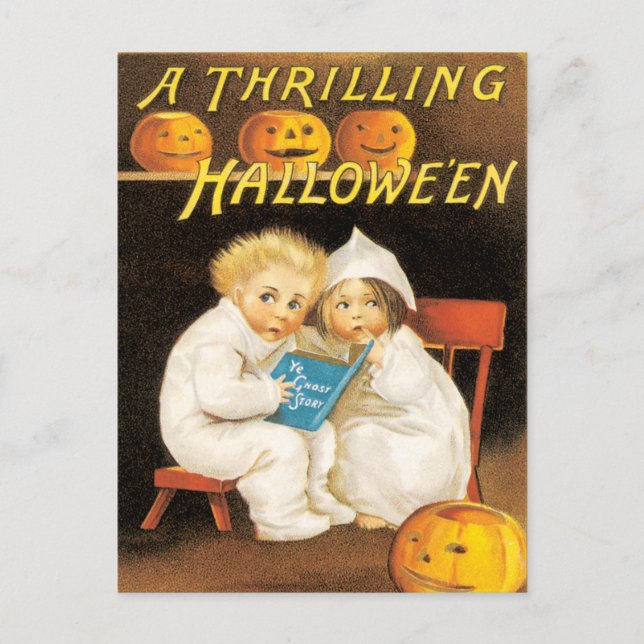 Scary Halloween Stories Vintage Postcard (Front)