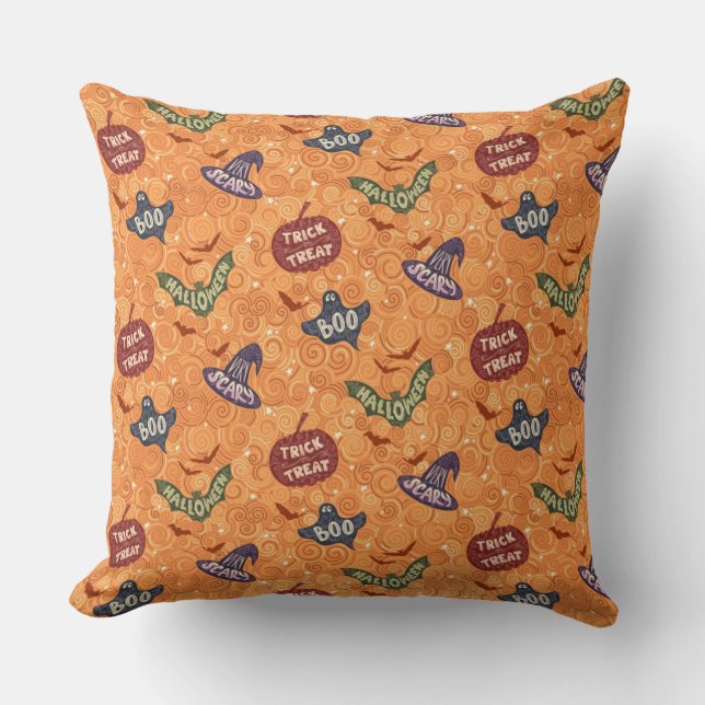 Scary Halloween Throw Pillow (Front)
