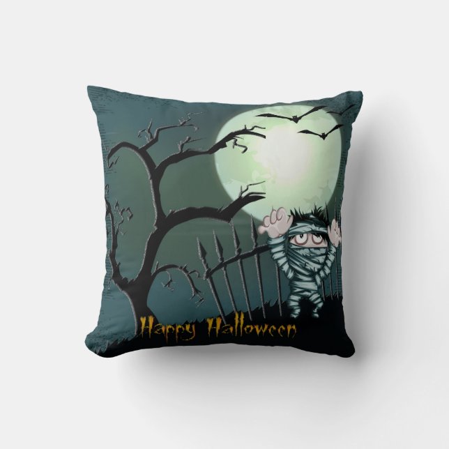 Scary Halloween Throw Pillow (Front)