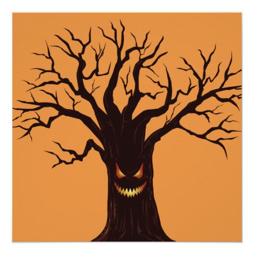 Scary Halloween Tree Face Poster