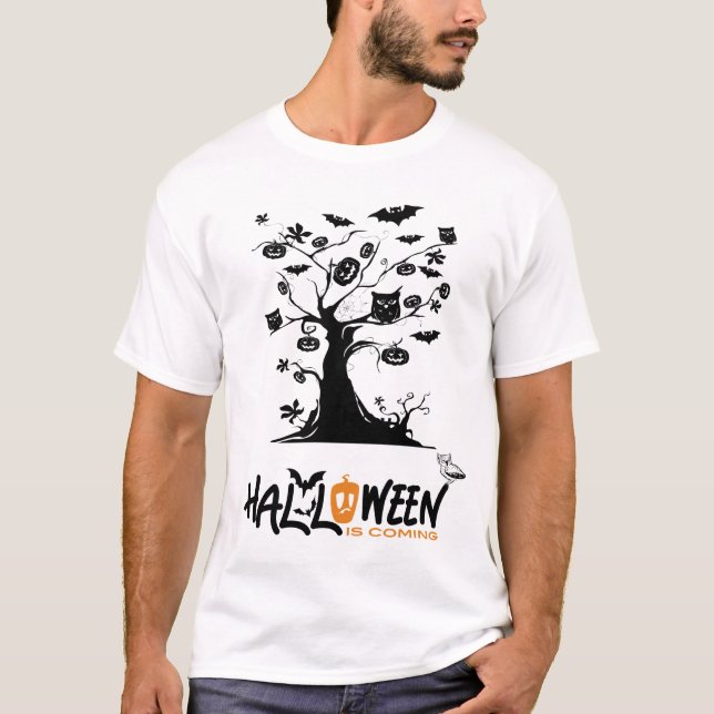 Scary Halloween Tree, Scary spooky Tree T-Shirt (Front)