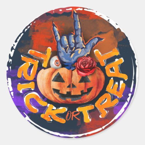 Scary Halloween Trick or Treat Party Favor Classic Round Sticker