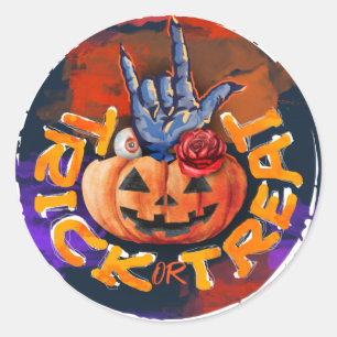 Scary Halloween Trick or Treat Party Favor Classic Round Sticker