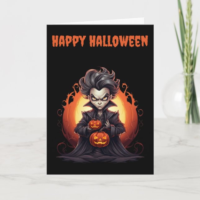 Scary Halloween Vampire Holiday Card (Front)