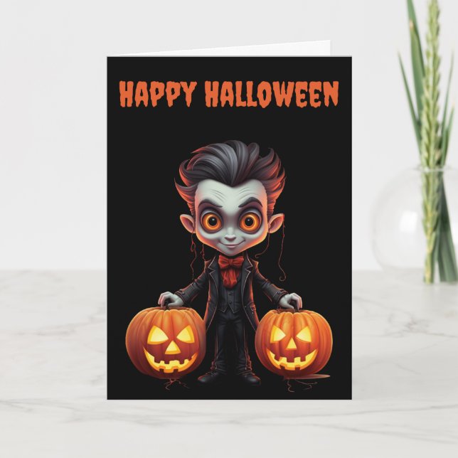 Scary Halloween Vampire Holiday Card (Front)