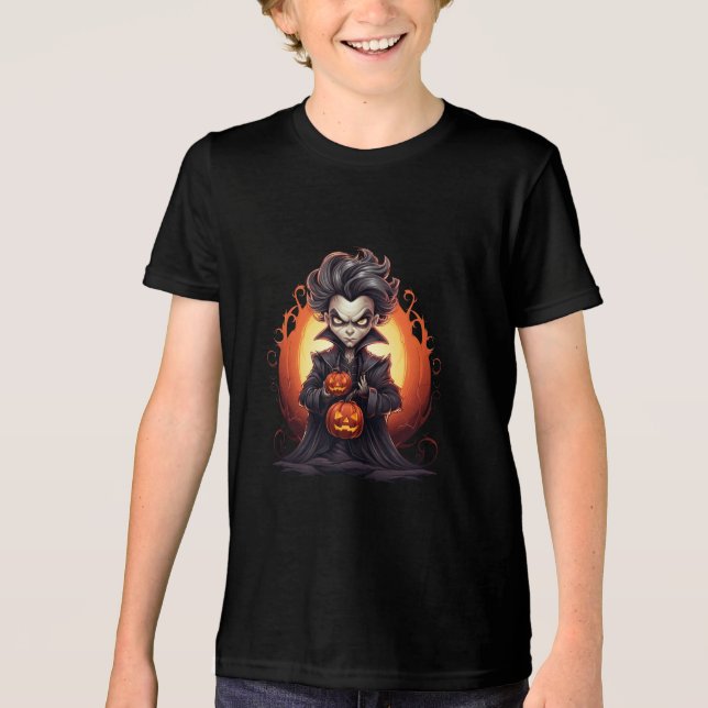 Scary Halloween Vampire Tri-Blend Shirt (Front)
