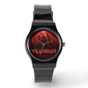 Scary Halloween Veiled Ghost Creepy Red Silhouette Watch