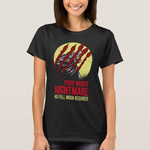 Scary Halloween Werewolf Full Moon  T_Shirt